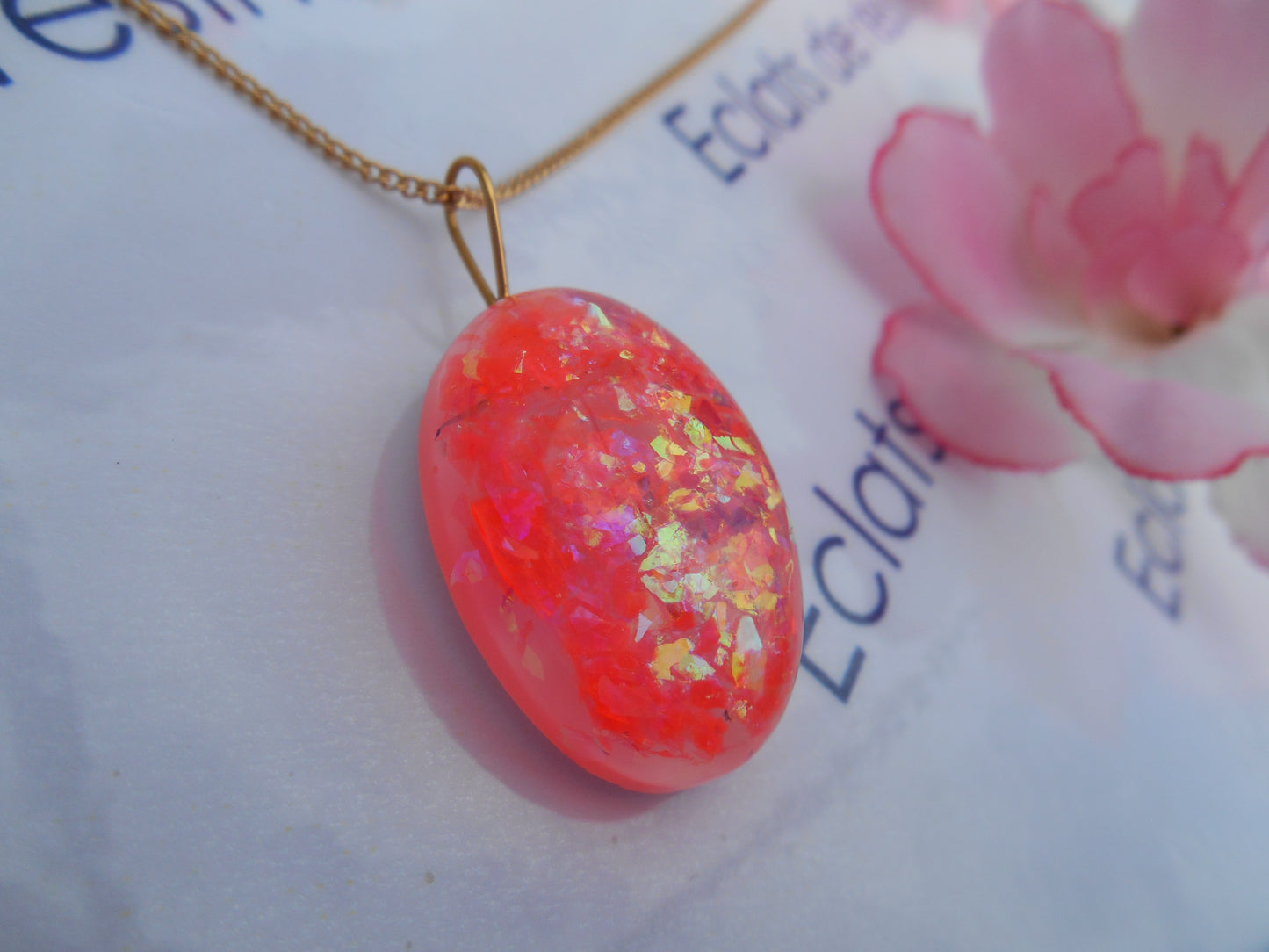 Parure Collier-Boucles dorée & Flakies