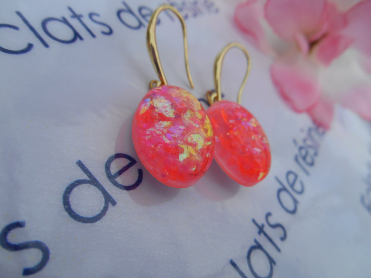 Parure Collier-Boucles dorée & Flakies