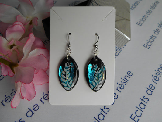 Boucles d'oreilles argentées Ovale, Foil & Palme