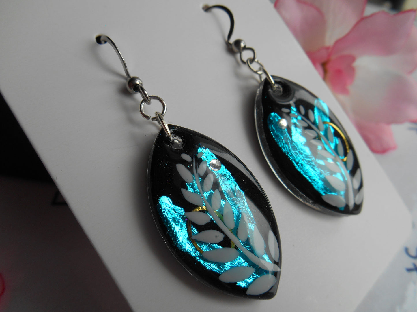 Boucles d'oreilles argentées Ovale, Foil & Palme