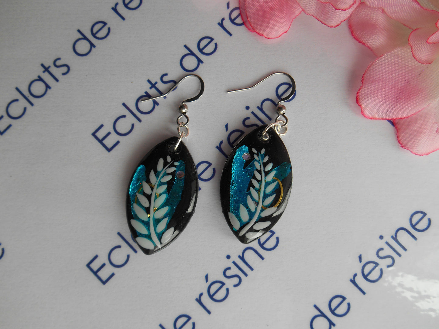 Boucles d'oreilles argentées Ovale, Foil & Palme