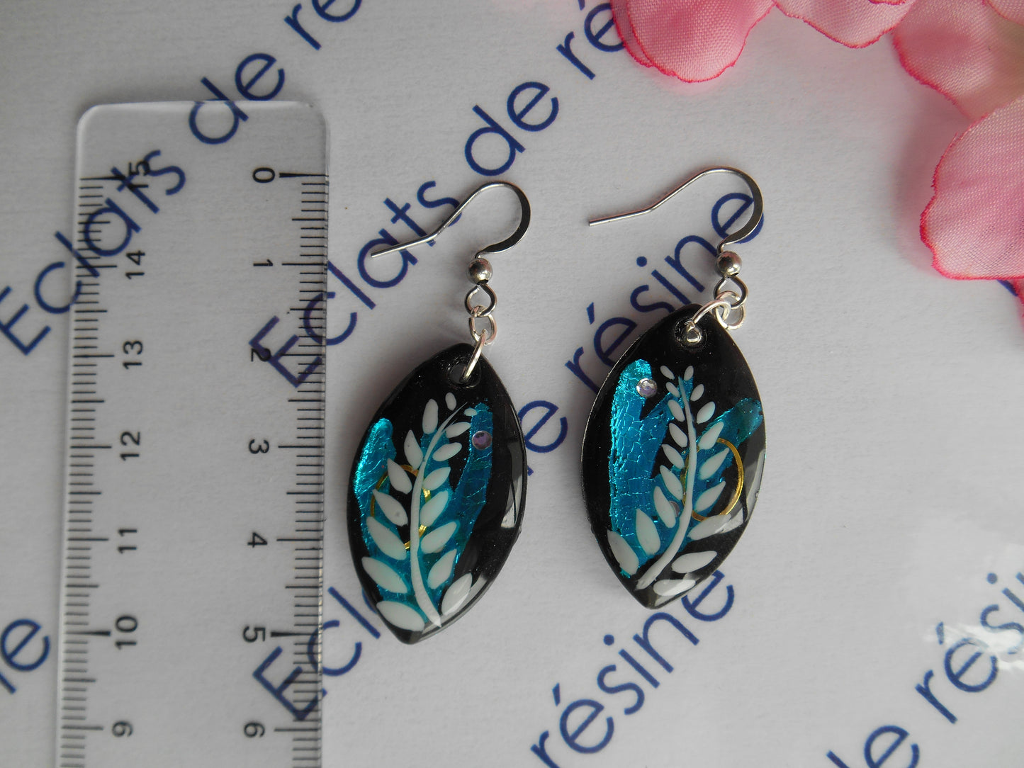 Boucles d'oreilles argentées Ovale, Foil & Palme