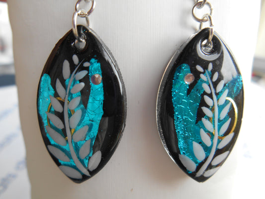 Boucles d'oreilles argentées Ovale, Foil & Palme