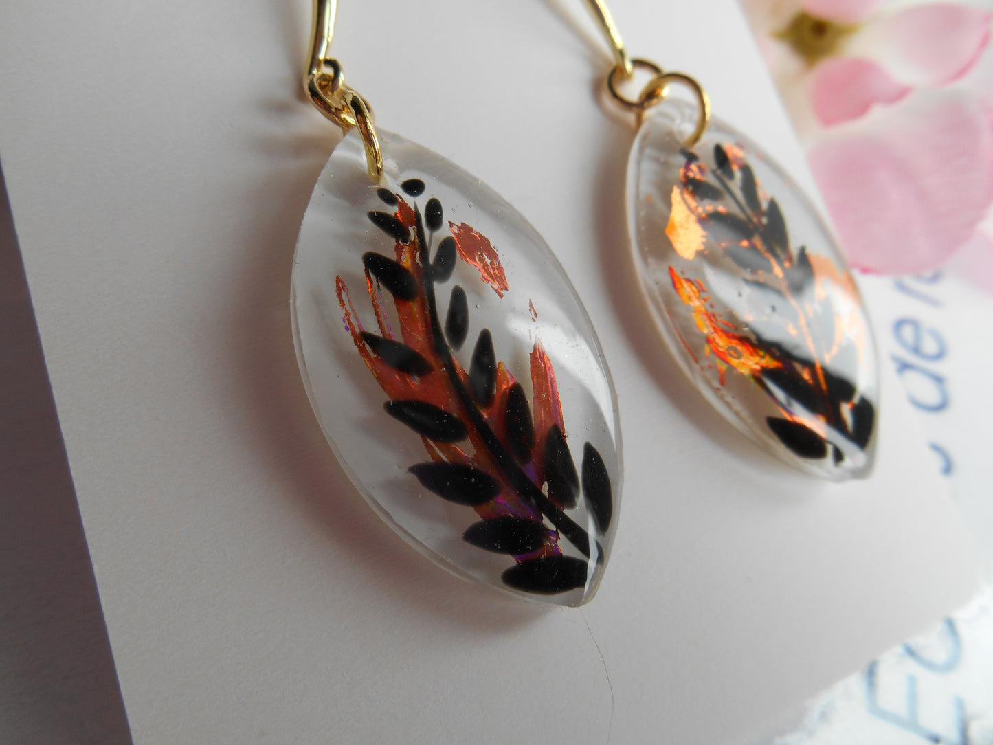 Boucles d'oreilles argentées Ovale, Foil & Palme