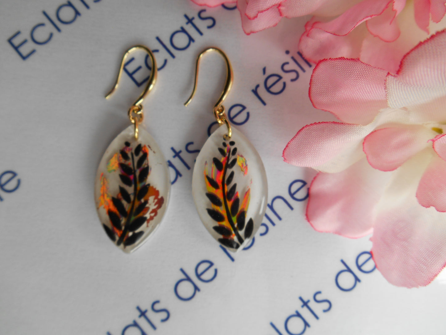 Boucles d'oreilles argentées Ovale, Foil & Palme