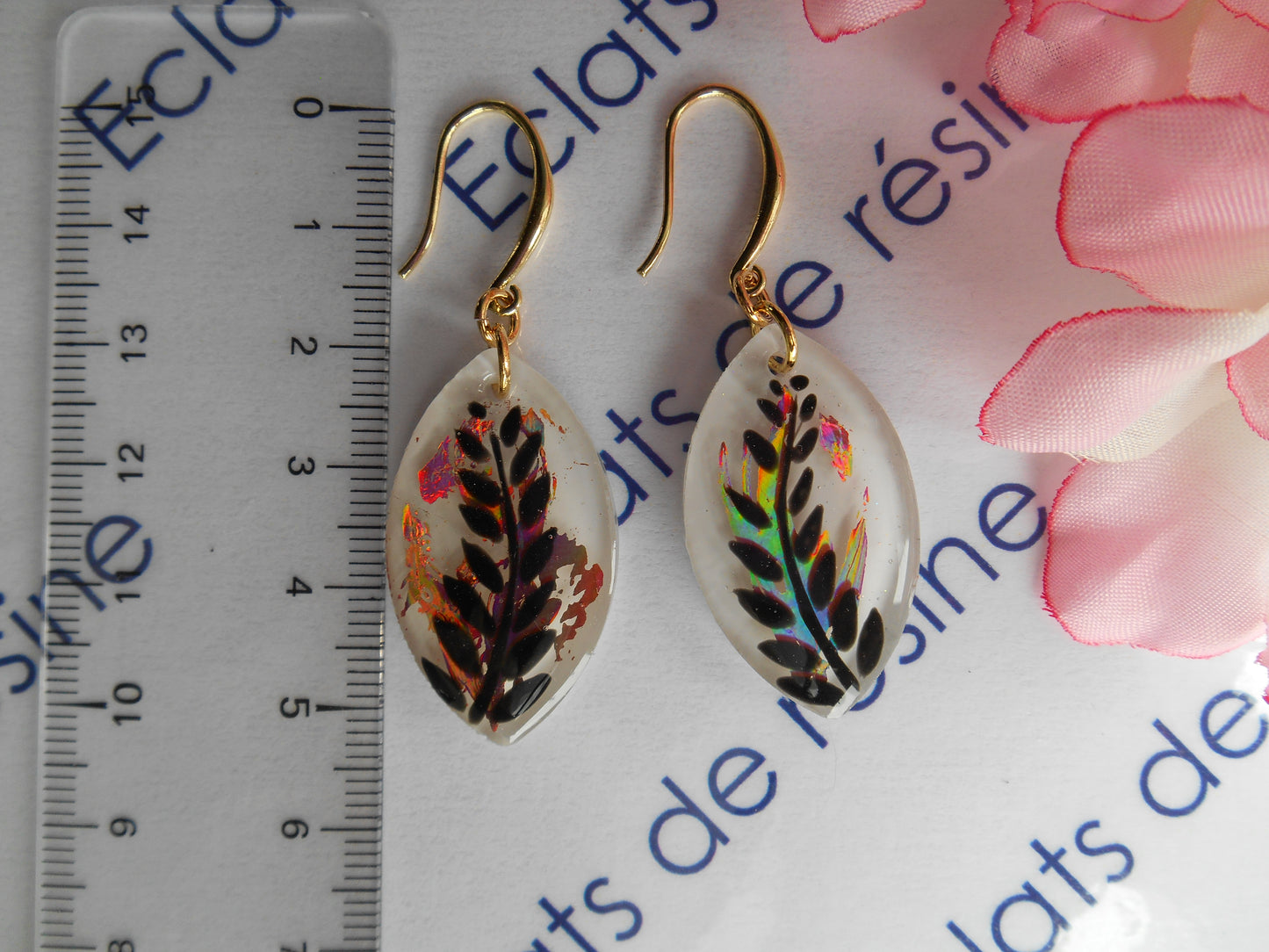 Boucles d'oreilles argentées Ovale, Foil & Palme