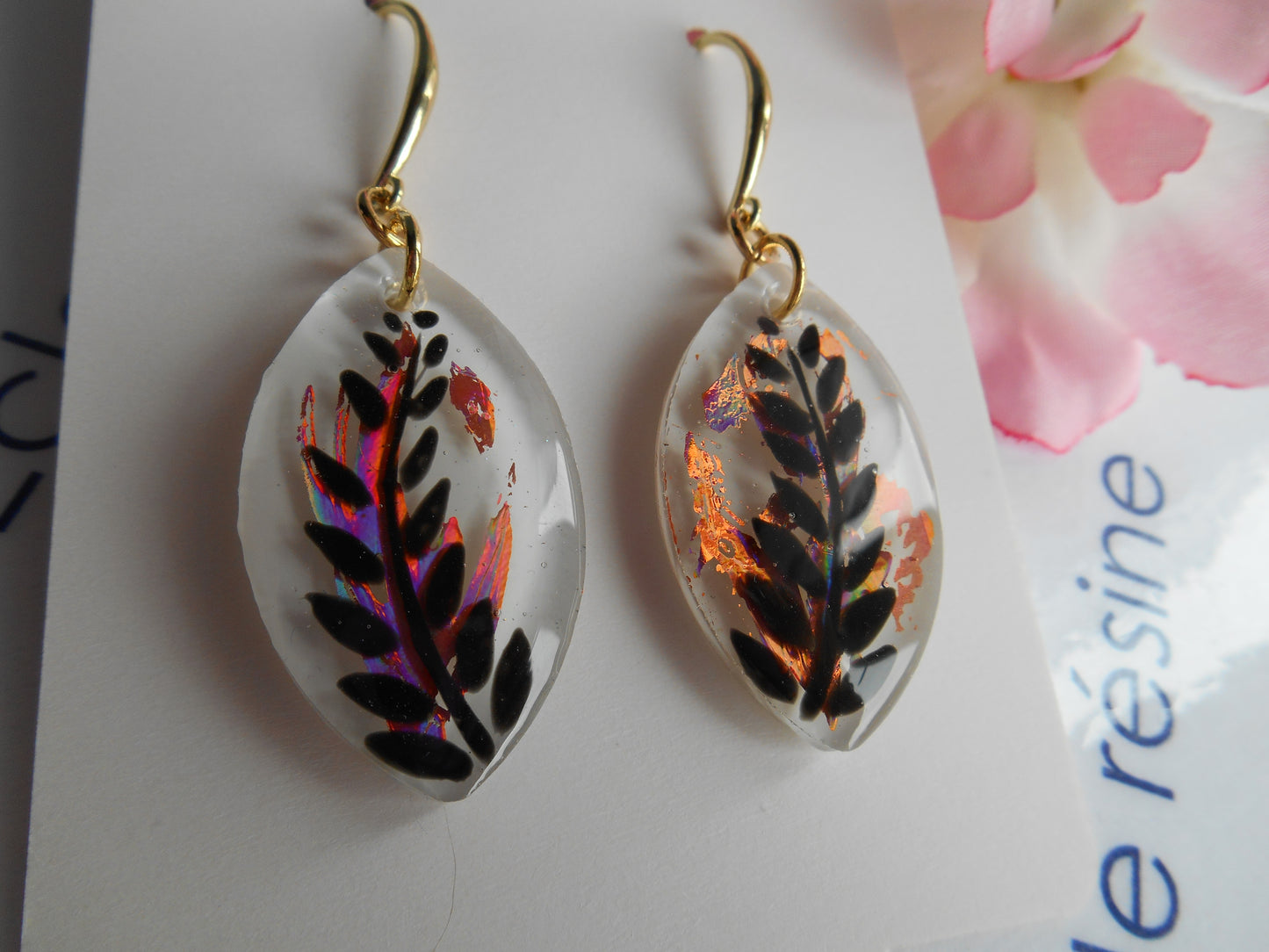 Boucles d'oreilles argentées Ovale, Foil & Palme