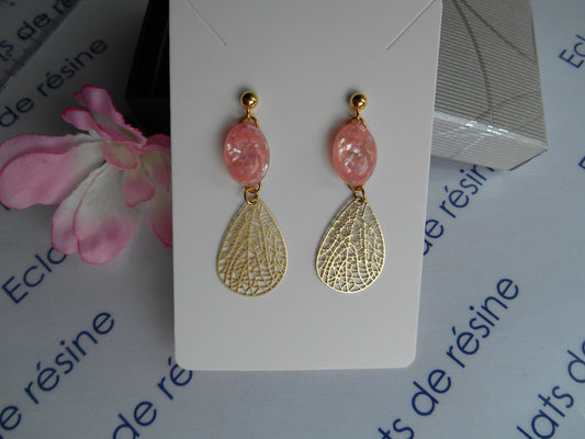 Boucles d'oreilles dorées Nacres & Estampes