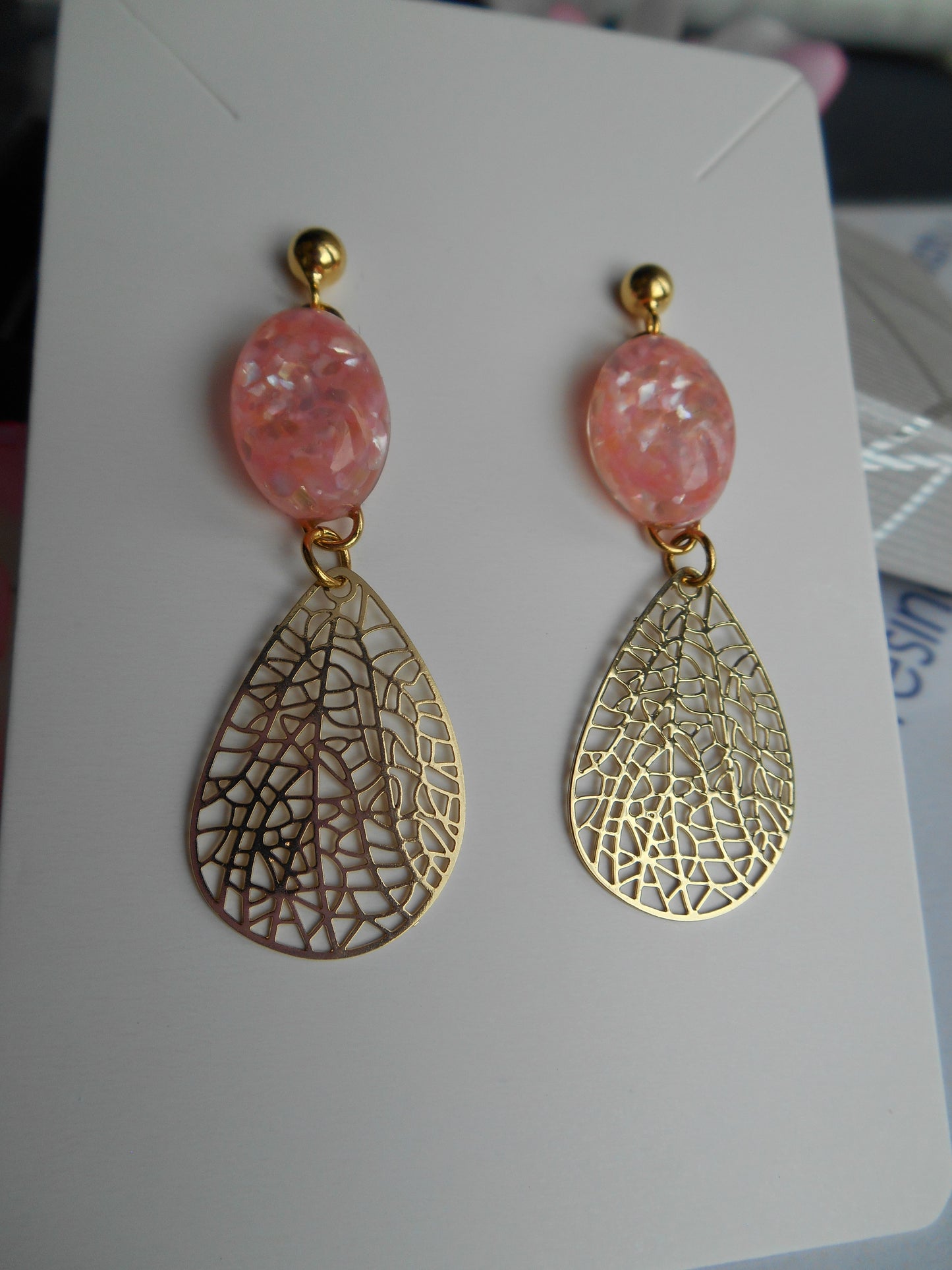 Boucles d'oreilles dorées Nacres & Estampes