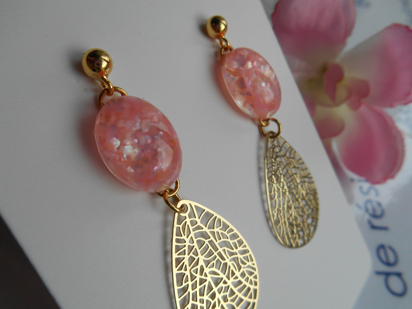Boucles d'oreilles dorées Nacres & Estampes