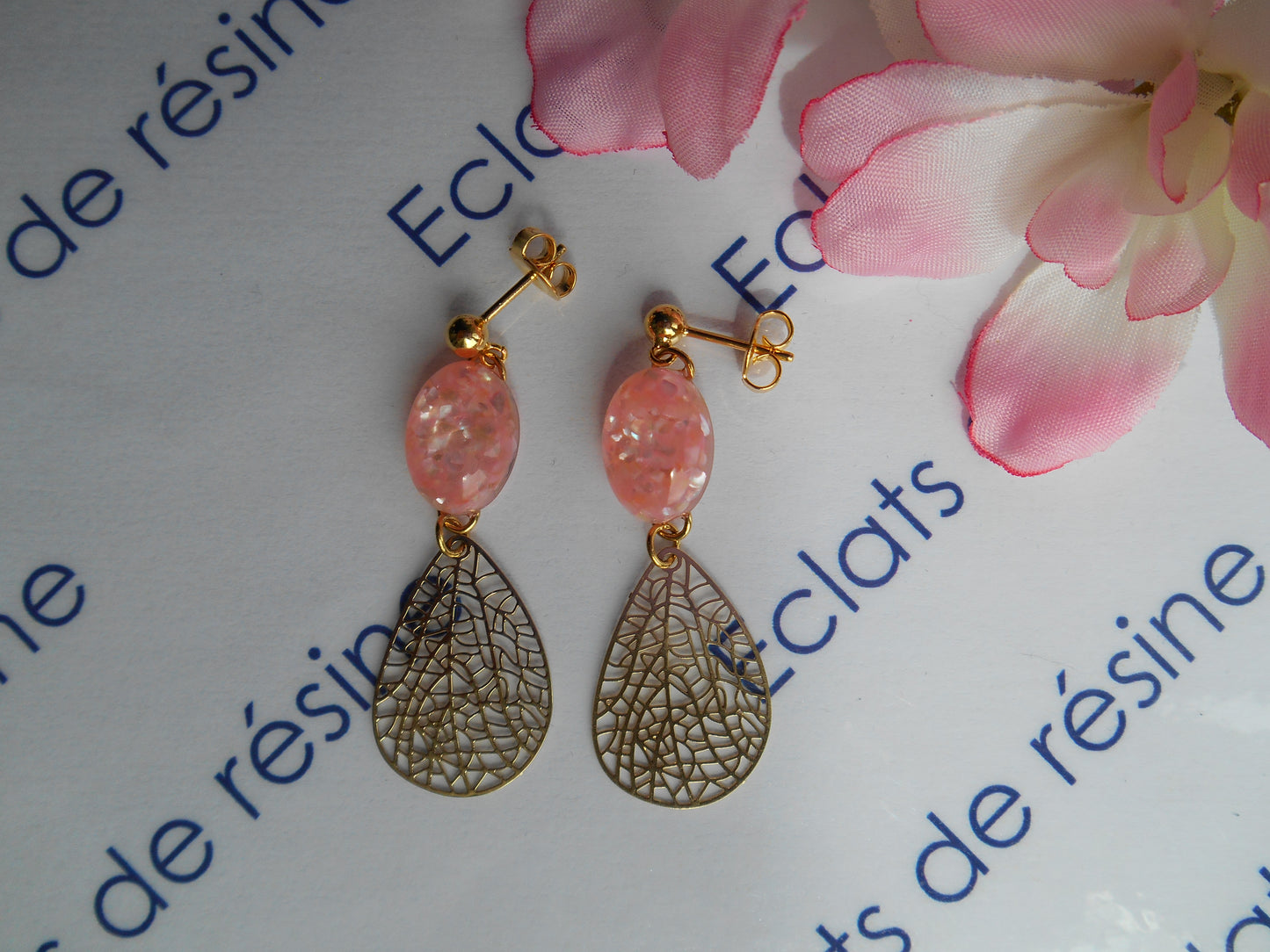 Boucles d'oreilles dorées Nacres & Estampes