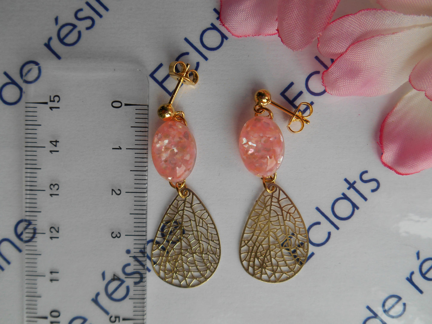 Boucles d'oreilles dorées Nacres & Estampes