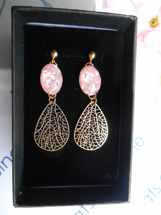 Boucles d'oreilles dorées Nacres & Estampes