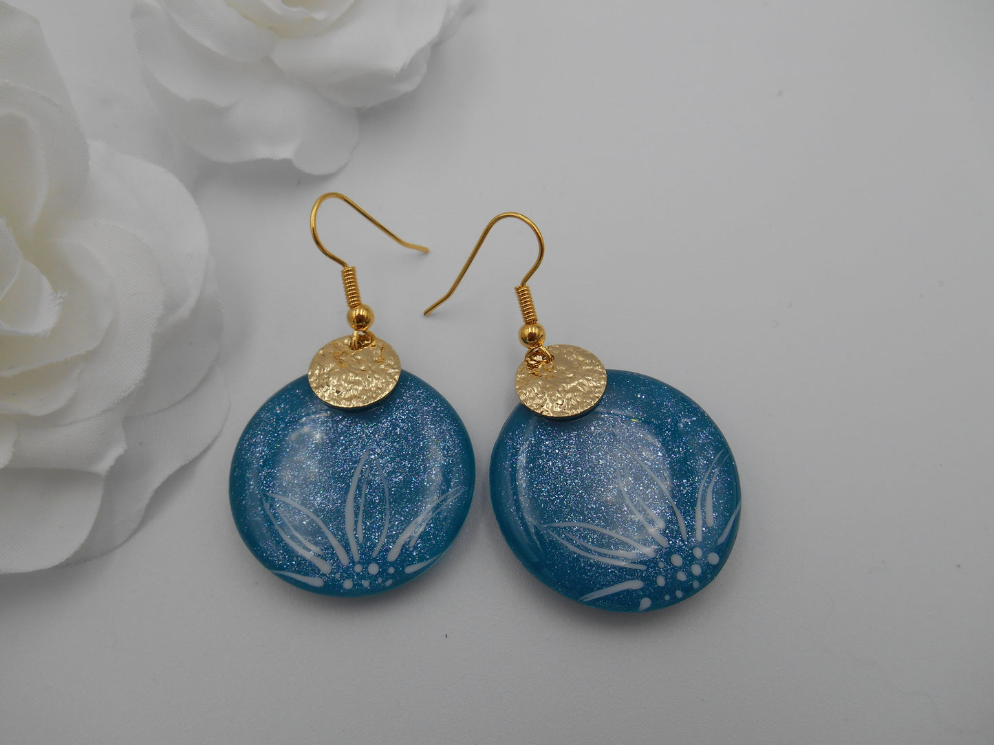 Boucles d'oreilles Galets & fleur fine