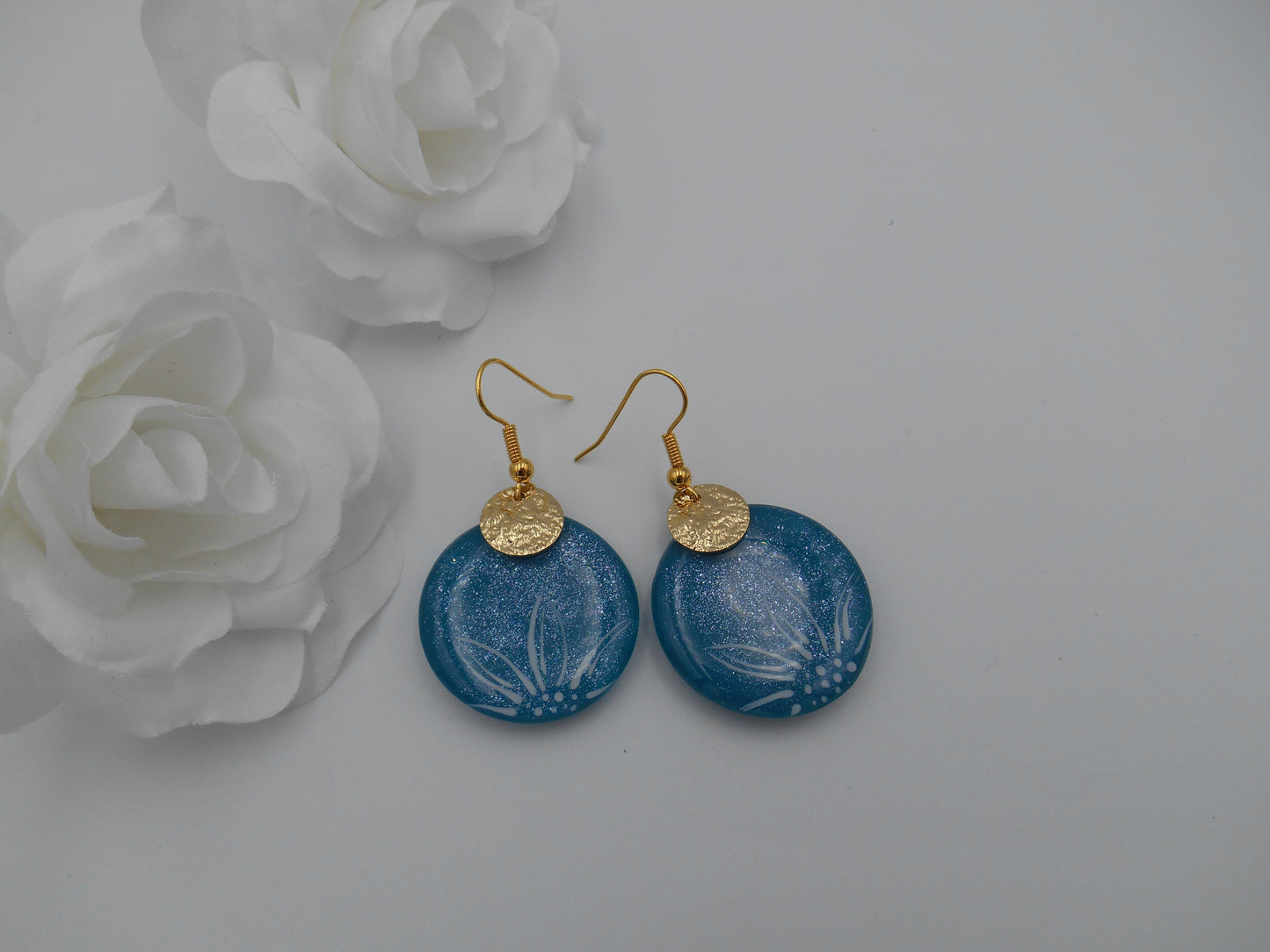 Boucles d'oreilles Galets & fleur fine