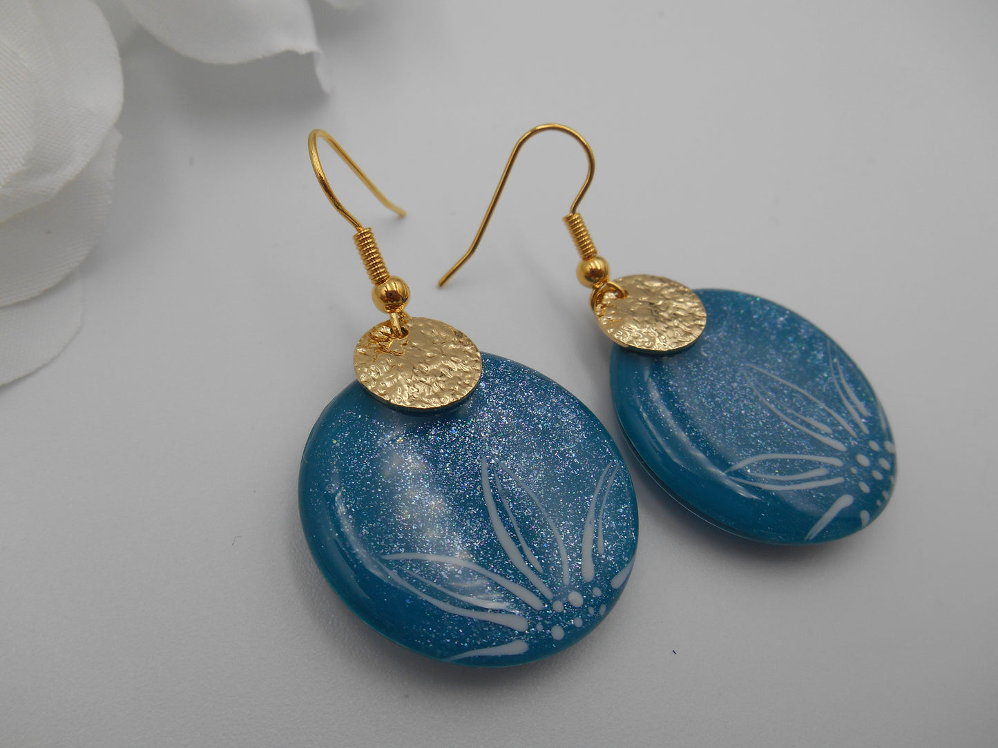 Boucles d'oreilles Galets & fleur fine