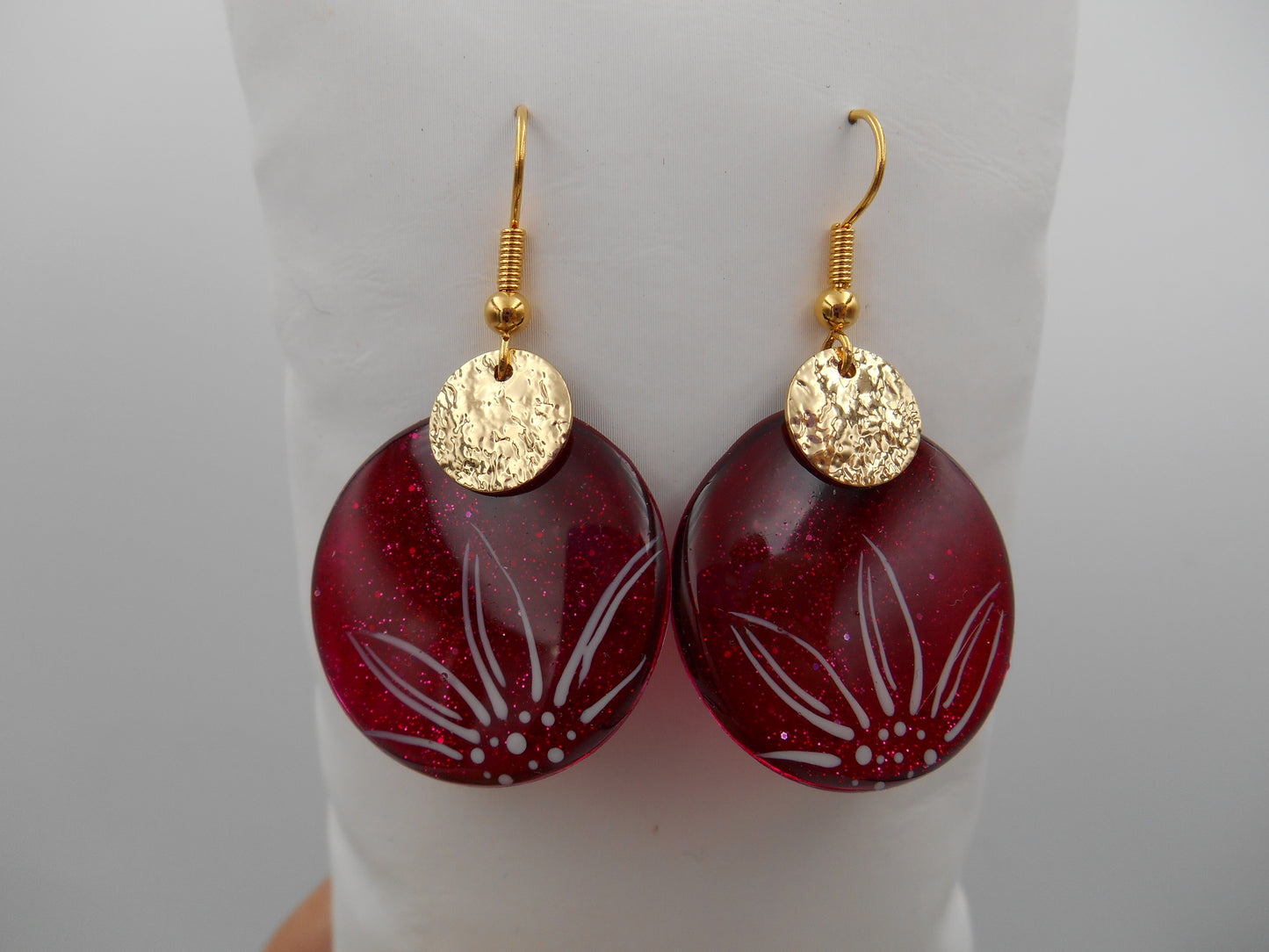 Boucles d'oreilles Galets & fleur fine