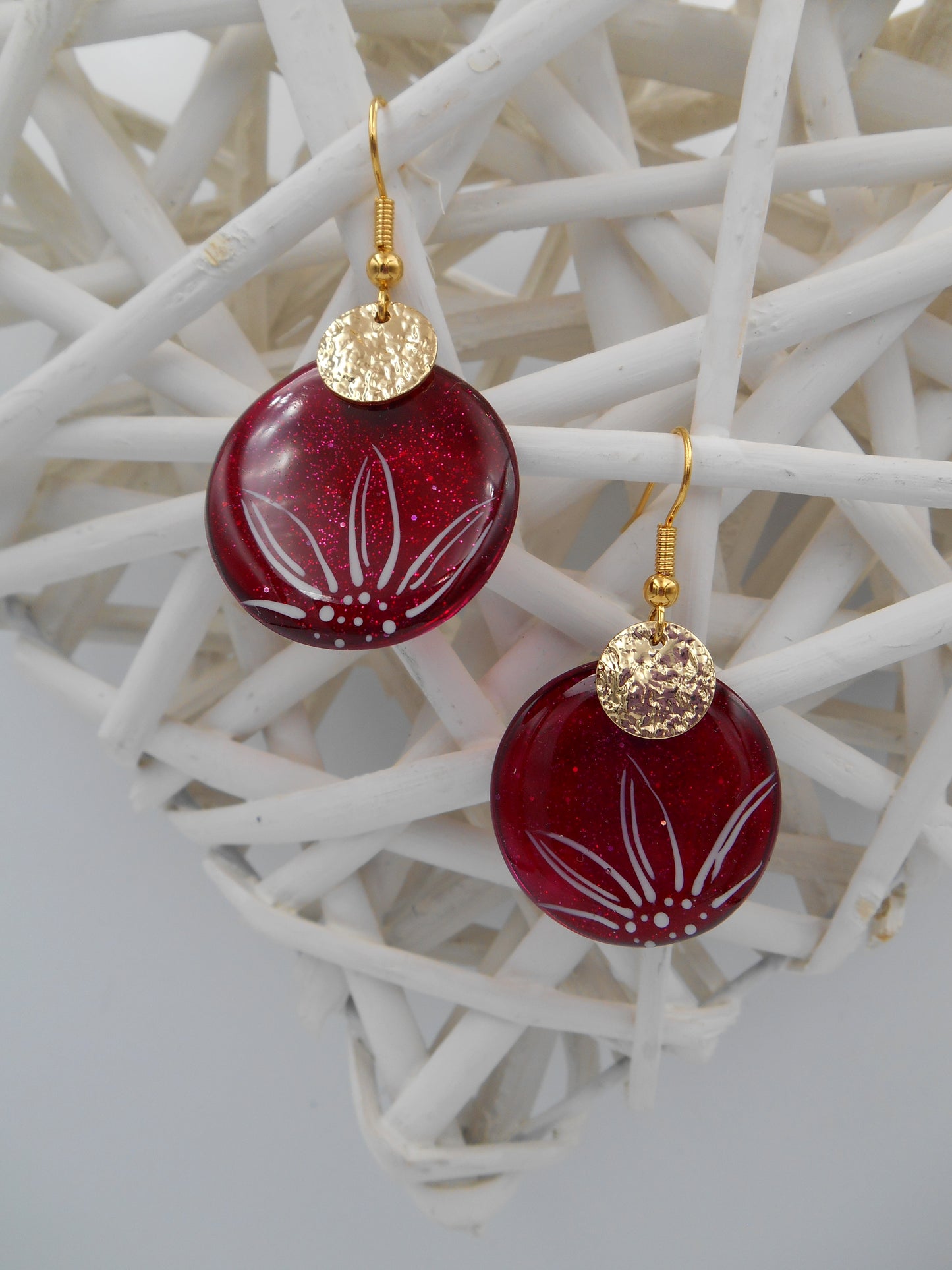 Boucles d'oreilles Galets & fleur fine