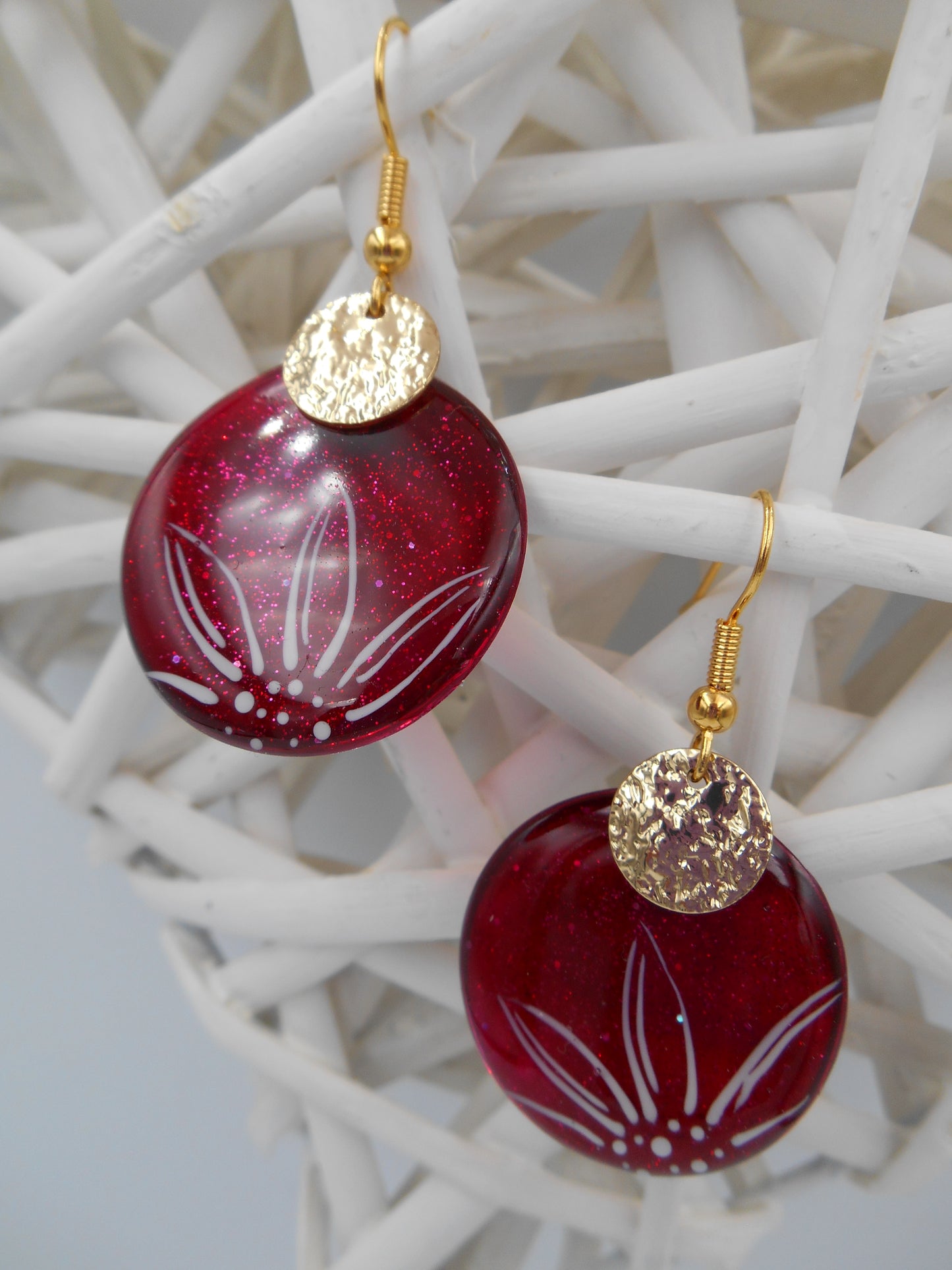 Boucles d'oreilles Galets & fleur fine