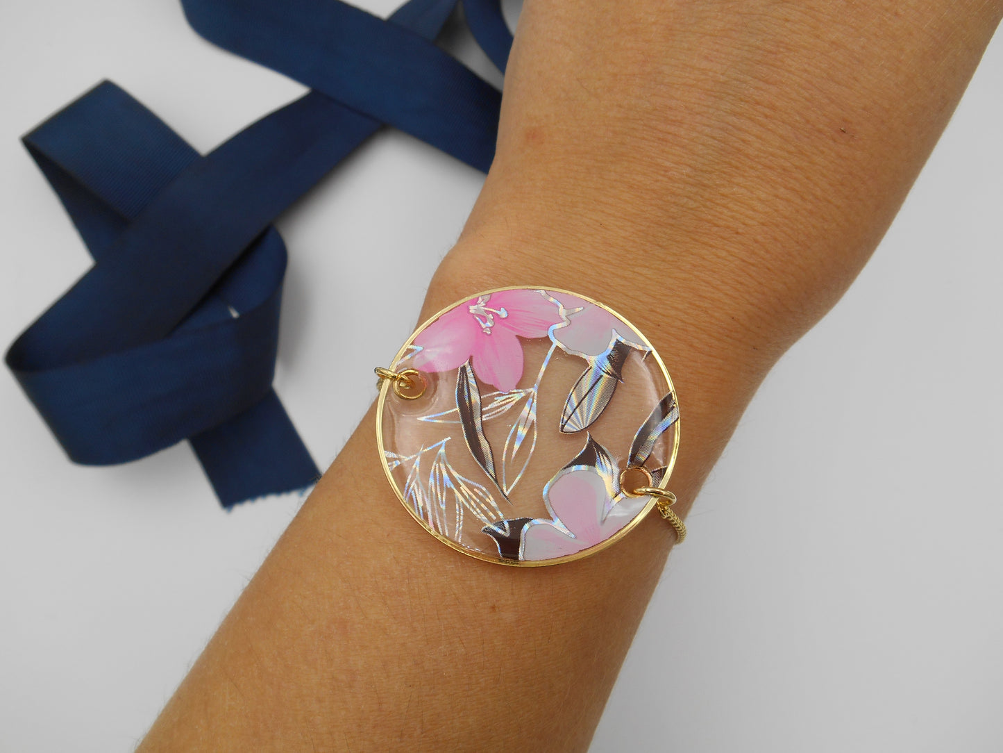 Bracelet rond Transparence & Fleurs holographiques