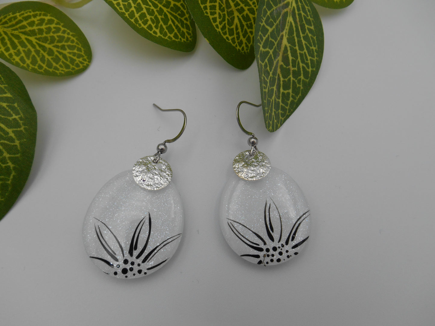 Boucles d'oreilles Galets & fleur fine