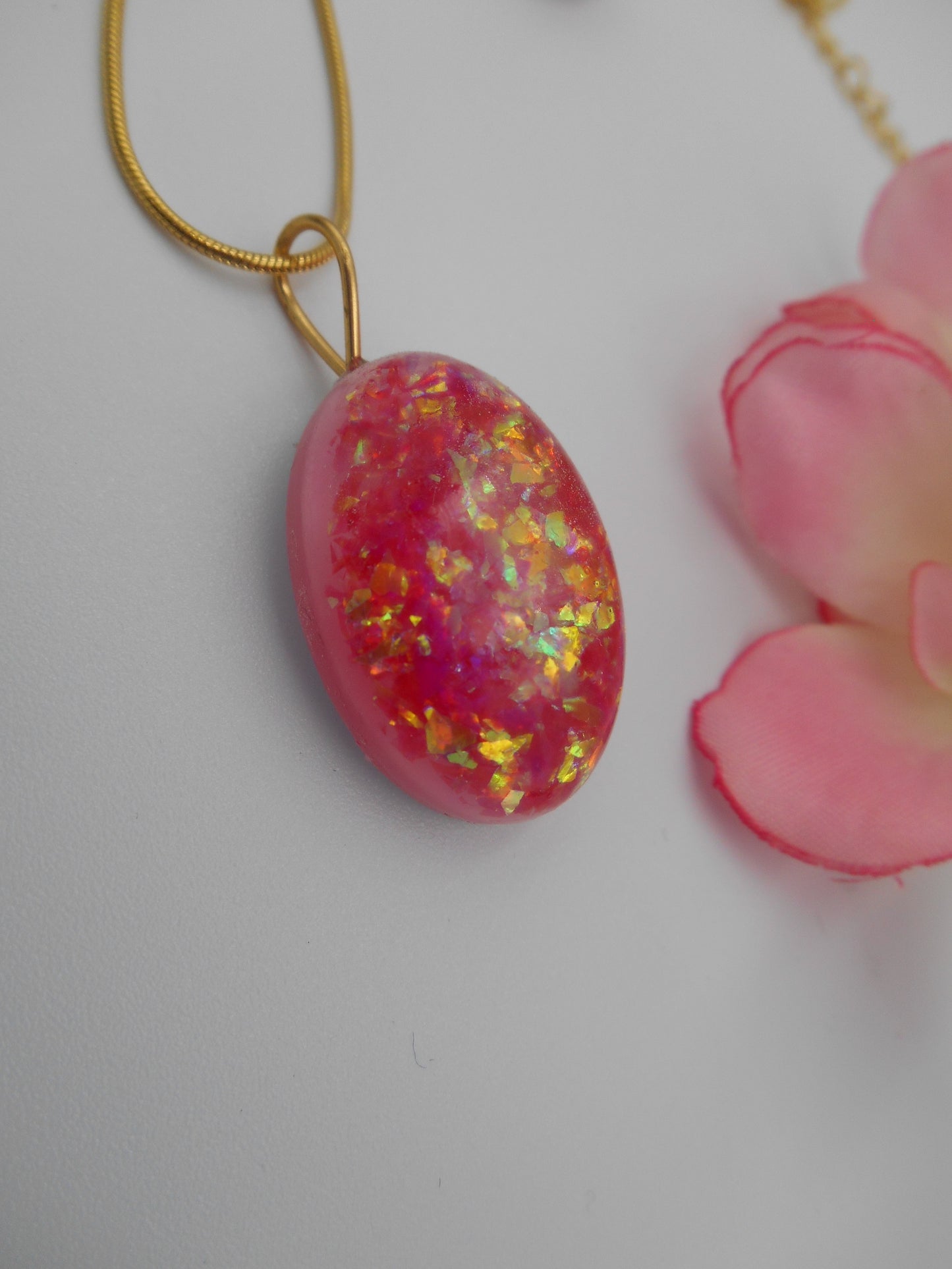 Parure Collier-Boucles dorée & Flakies