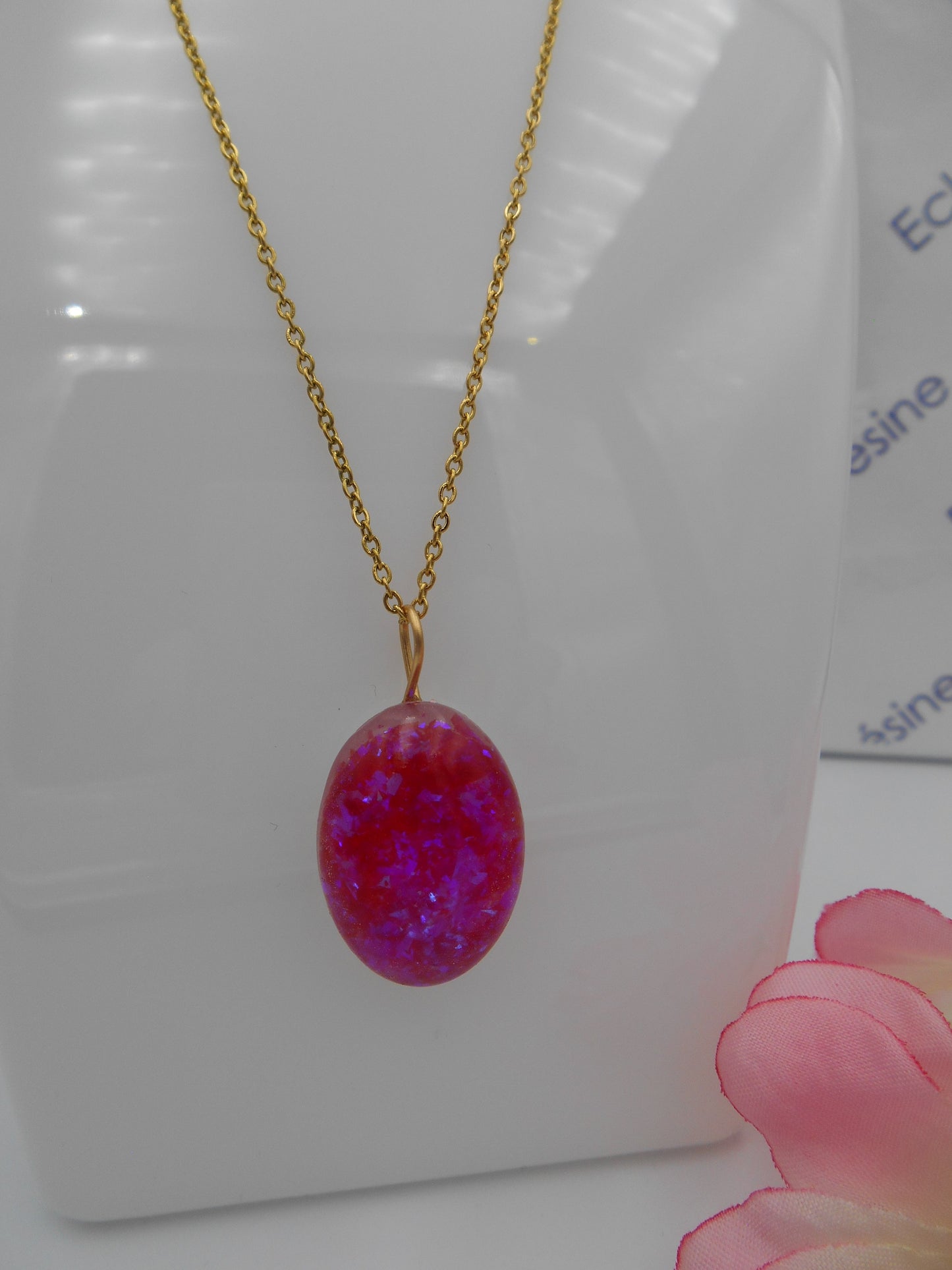 Parure Collier-Boucles dorée & Flakies