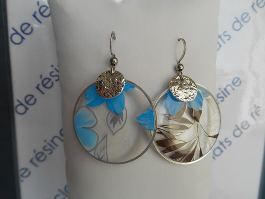Boucles d'oreilles "Transparence & fleurs holographiques"