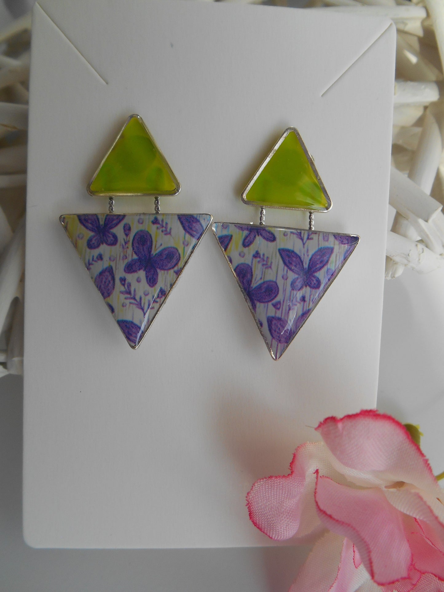 Boucles d'oreilles "Jeu de triangles & foil"