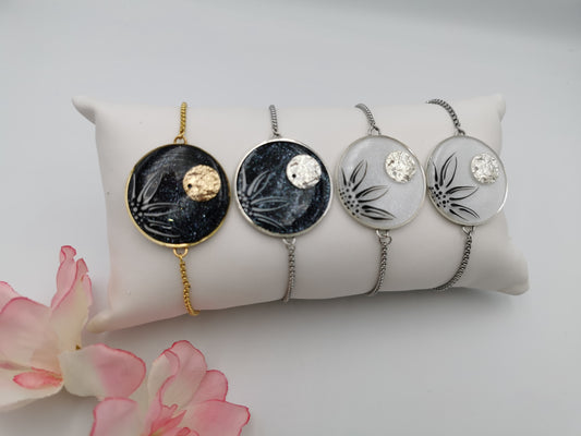 Bracelet Rond & fleur fine
