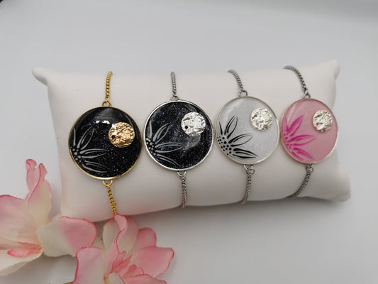 Bracelet Rond & fleur fine