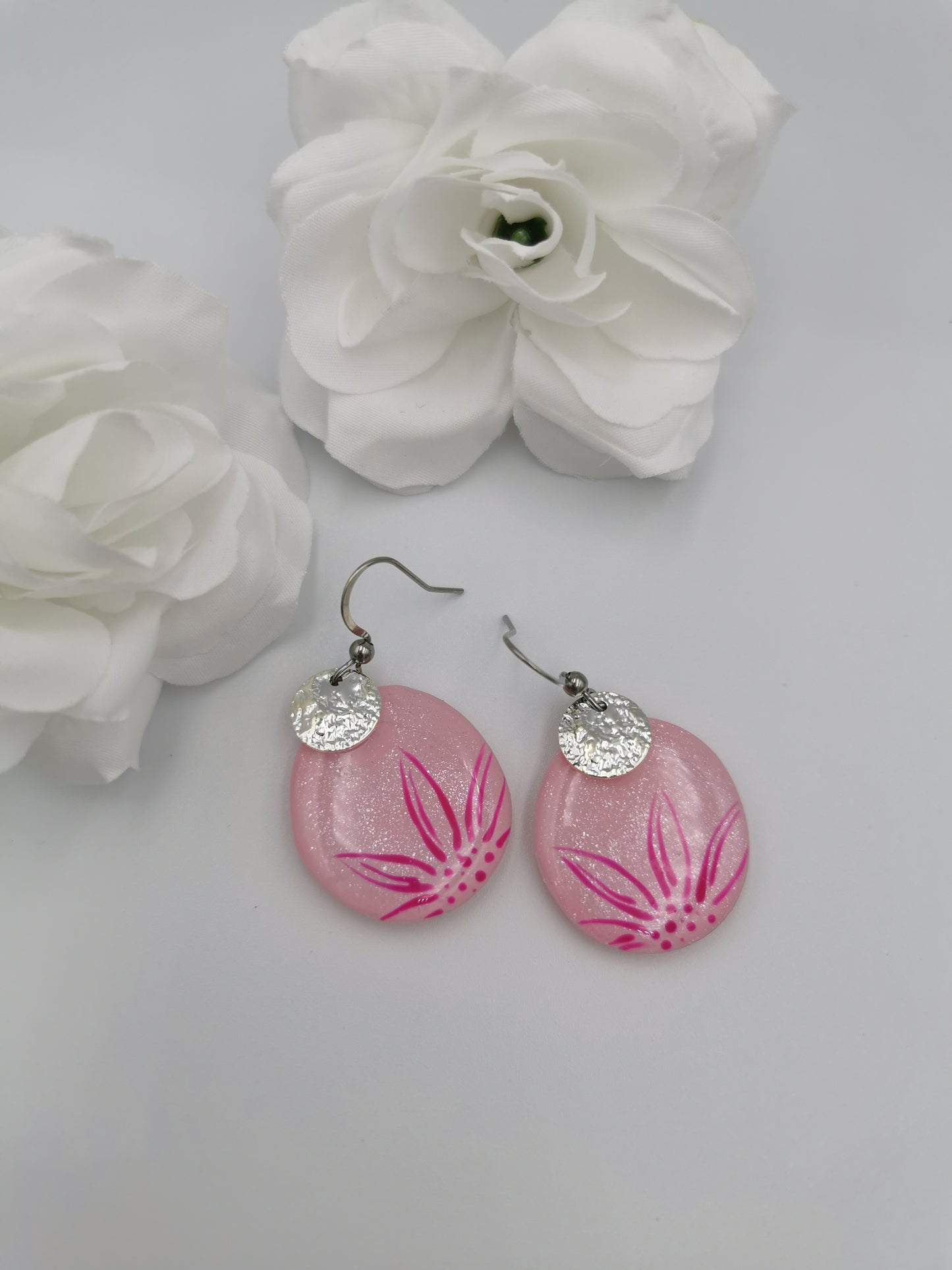 Boucles d'oreilles Galets & fleur fine