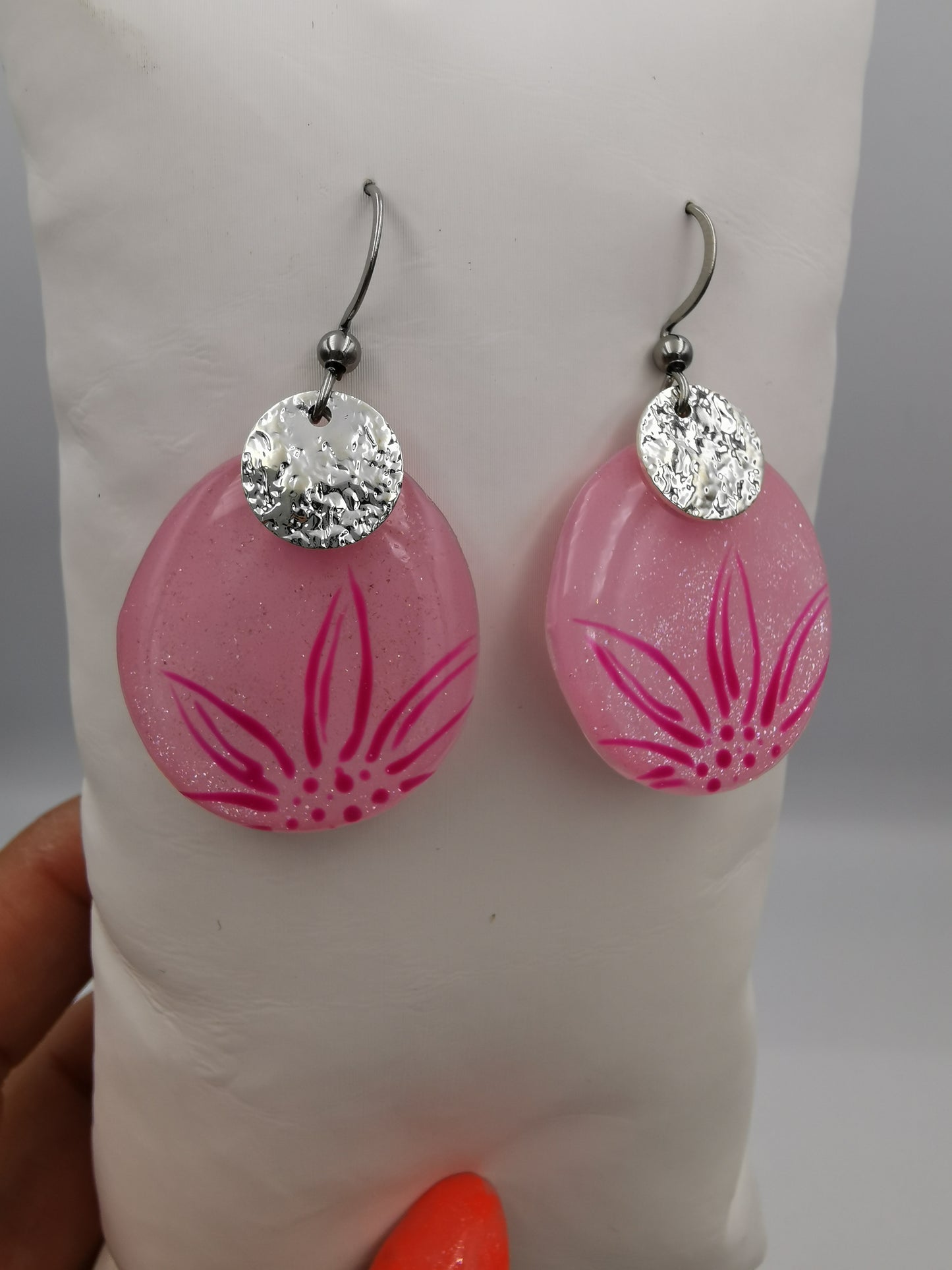 Boucles d'oreilles Galets & fleur fine