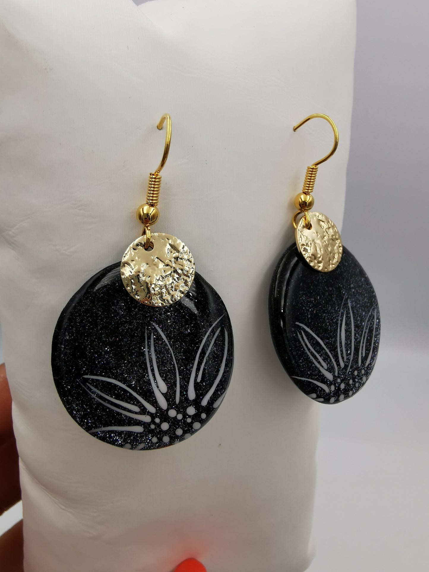 Boucles d'oreilles Galets & fleur fine