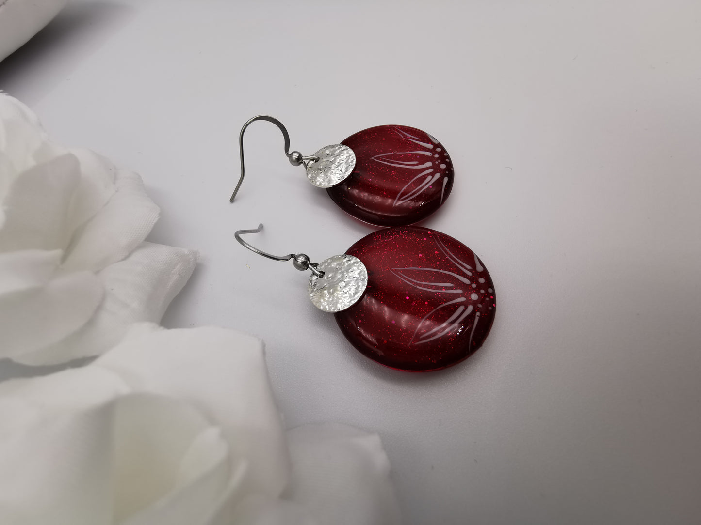 Boucles d'oreilles Galets & fleur fine