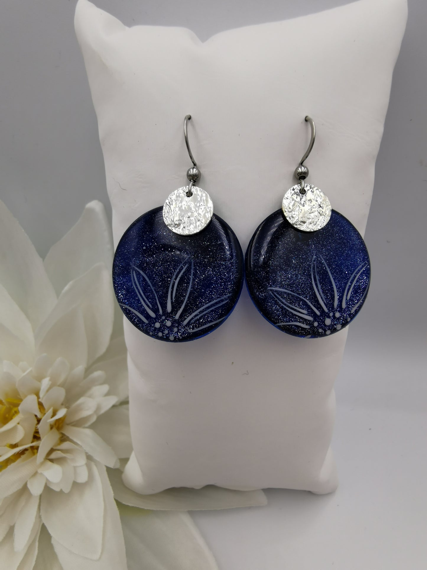 Boucles d'oreilles Galets & fleur fine