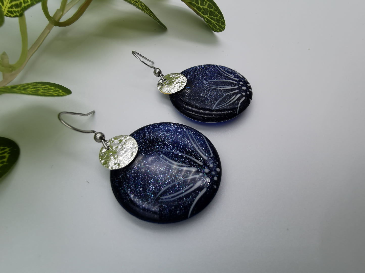Boucles d'oreilles Galets & fleur fine