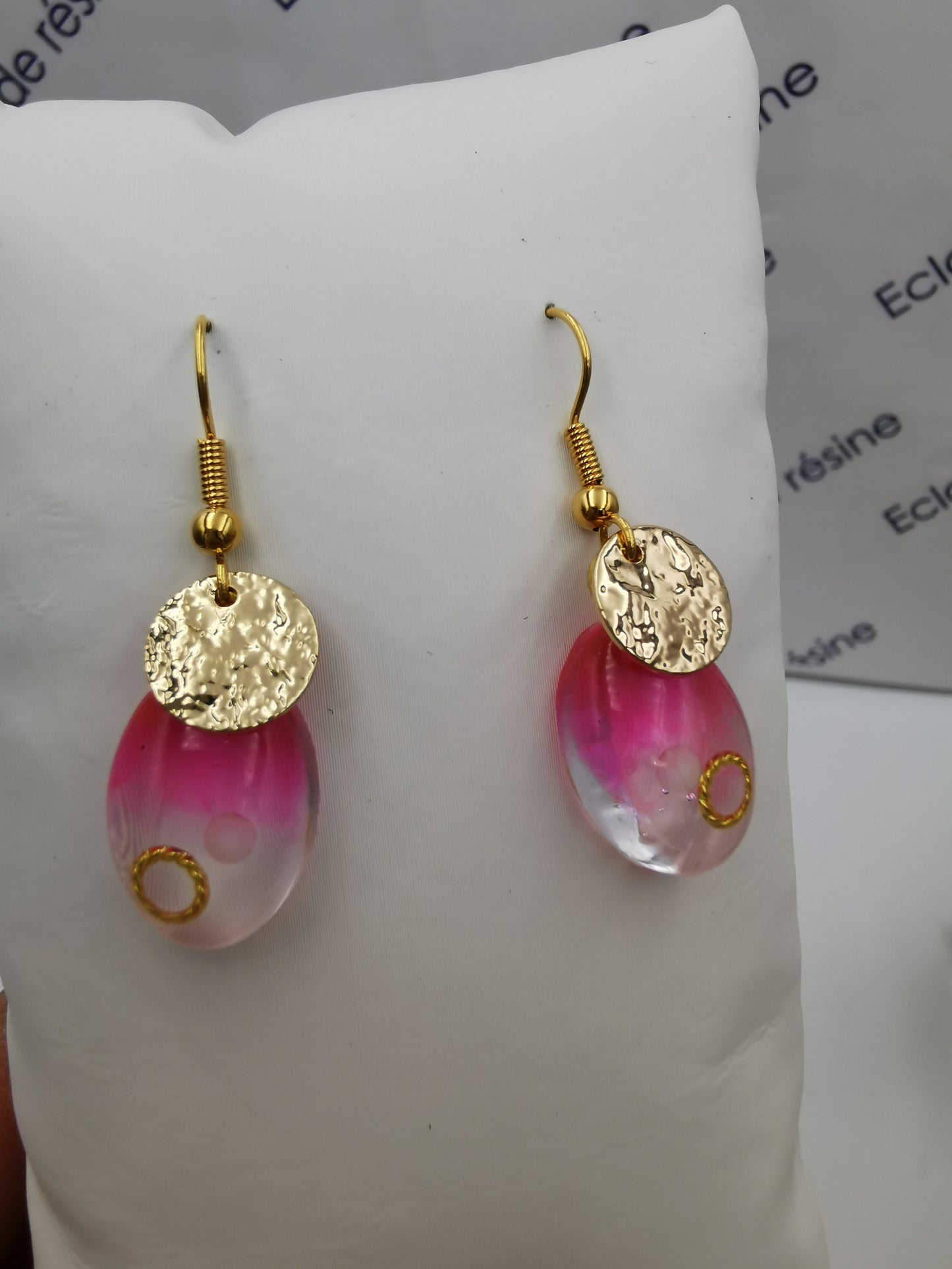 Boucles d'oreilles dégradé rose & fleurs sèchées