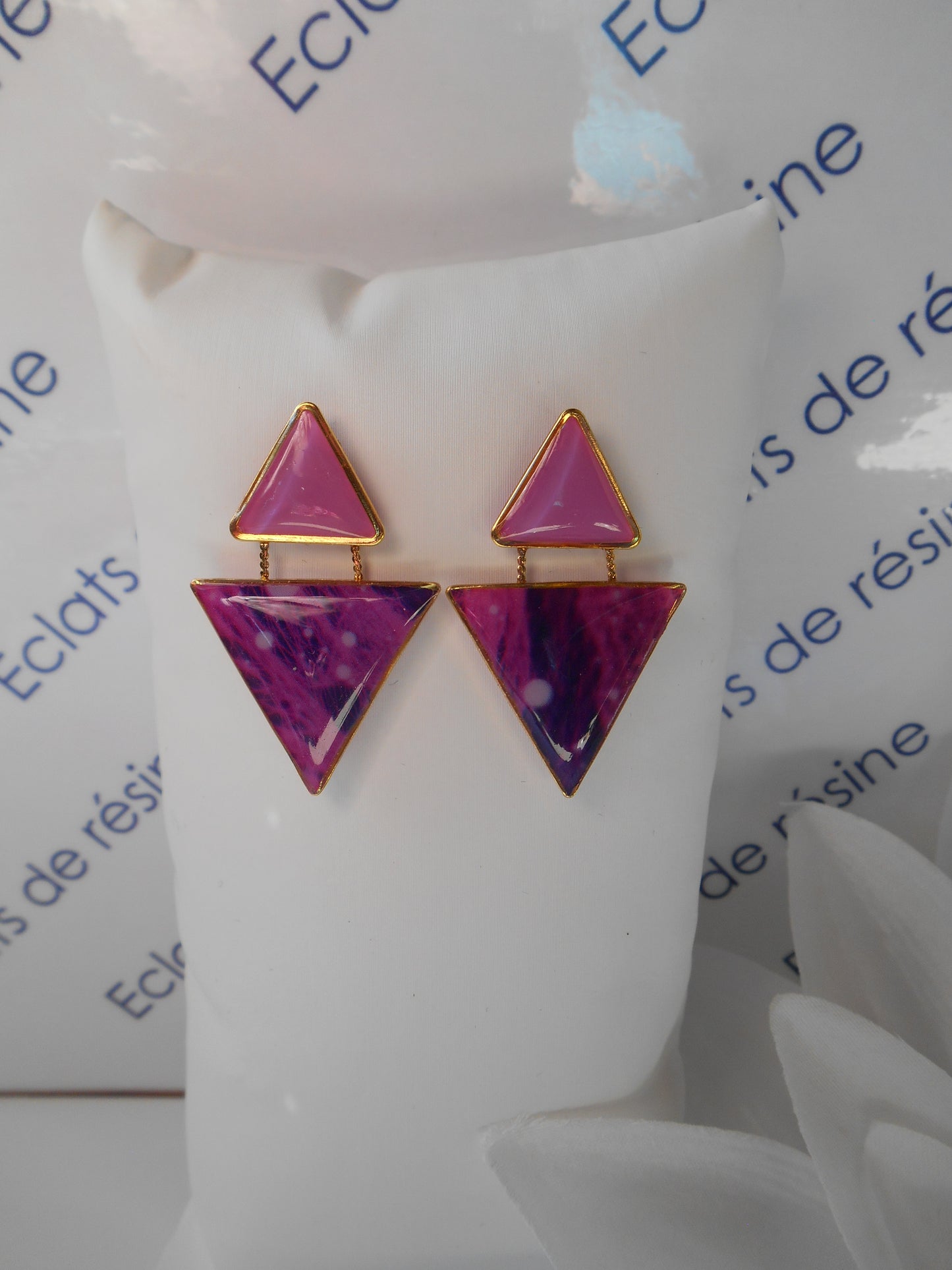 Boucles d'oreilles "Jeu de triangles & foil"