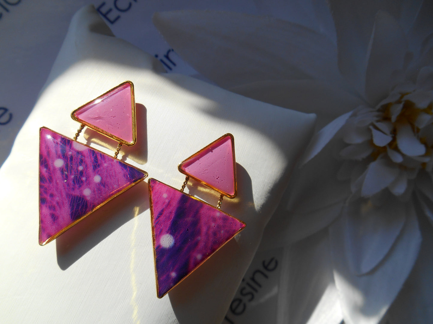 Boucles d'oreilles "Jeu de triangles & foil"