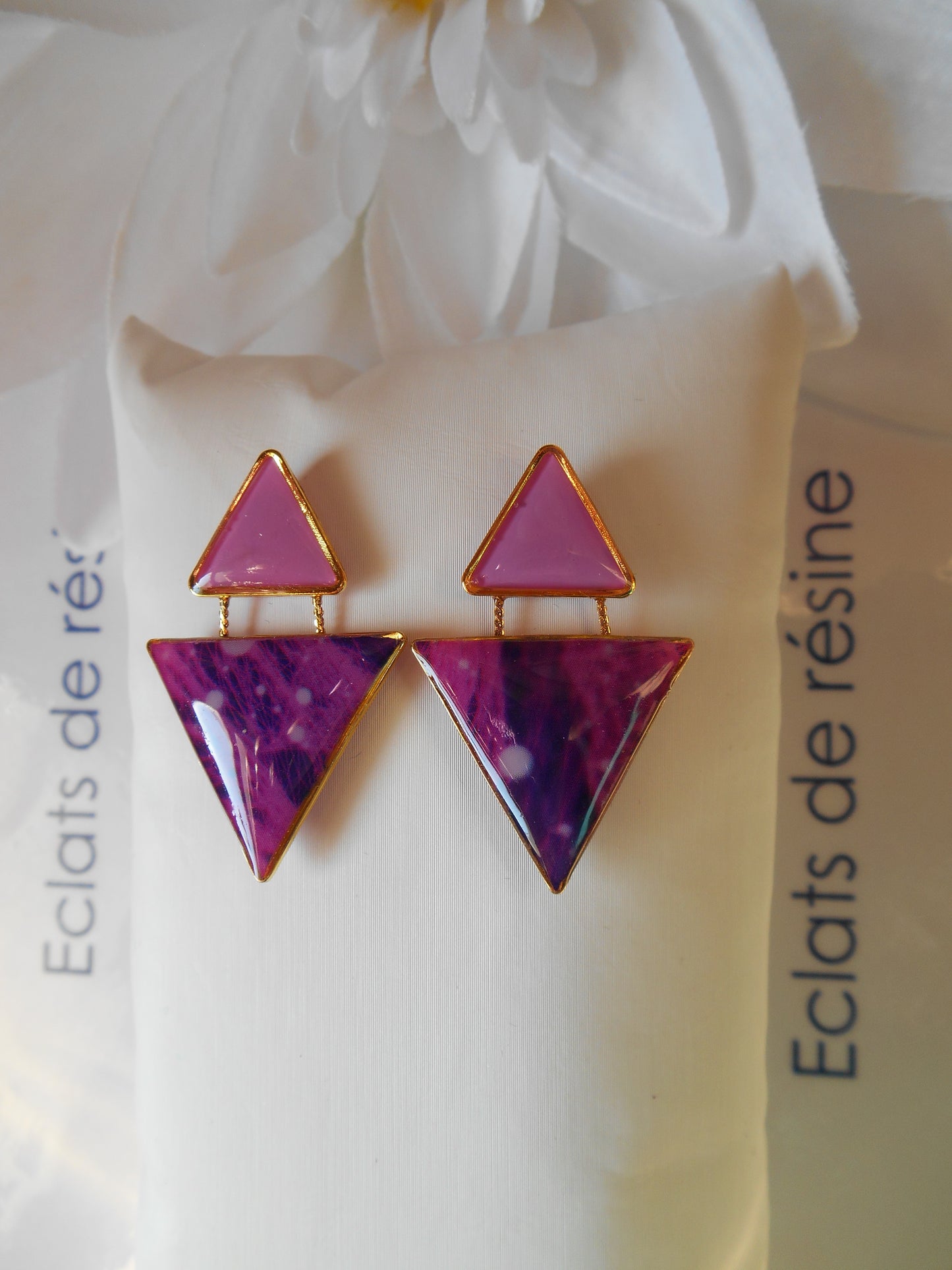 Boucles d'oreilles "Jeu de triangles & foil"