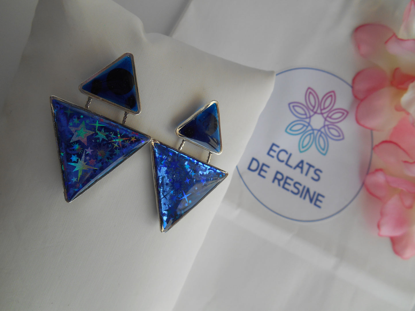 Boucles d'oreilles "Jeu de triangles & foil"