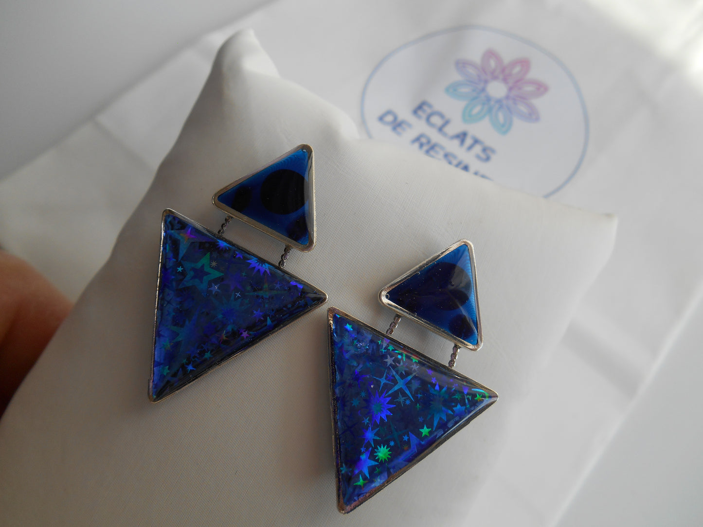 Boucles d'oreilles "Jeu de triangles & foil"