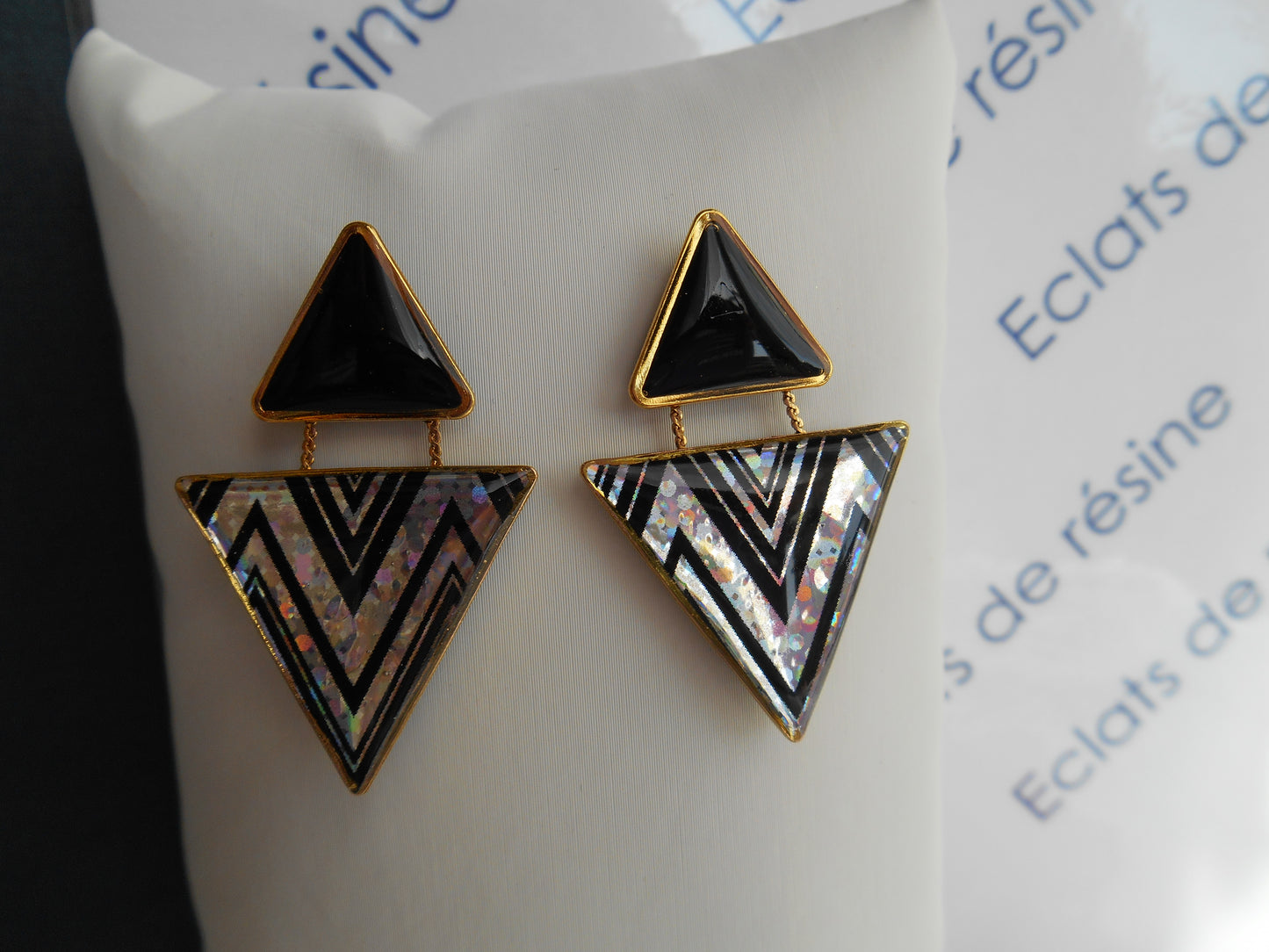 Boucles d'oreilles "Jeu de triangles & foil"