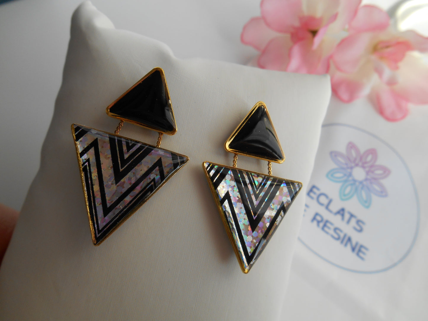 Boucles d'oreilles "Jeu de triangles & foil"