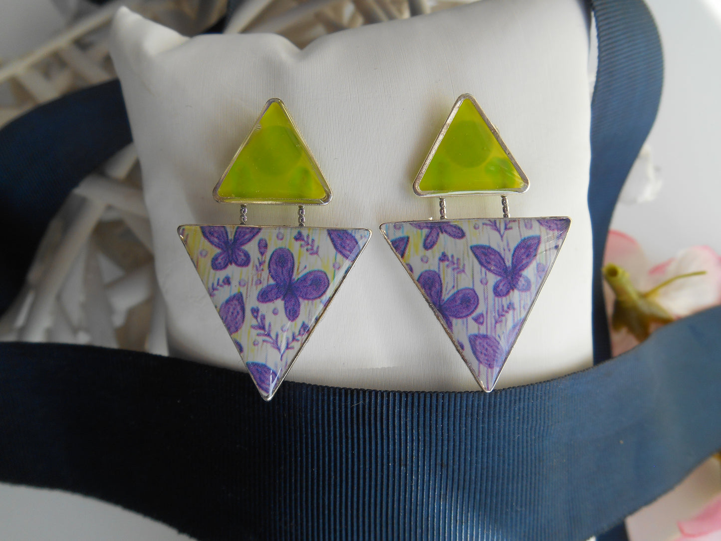 Boucles d'oreilles "Jeu de triangles & foil"