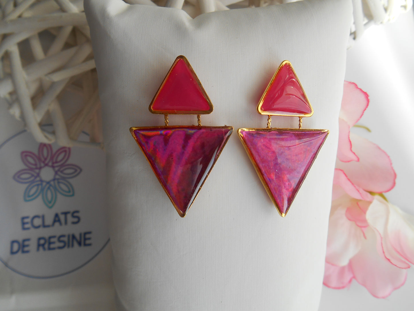 Boucles d'oreilles "Jeu de triangles & foil"