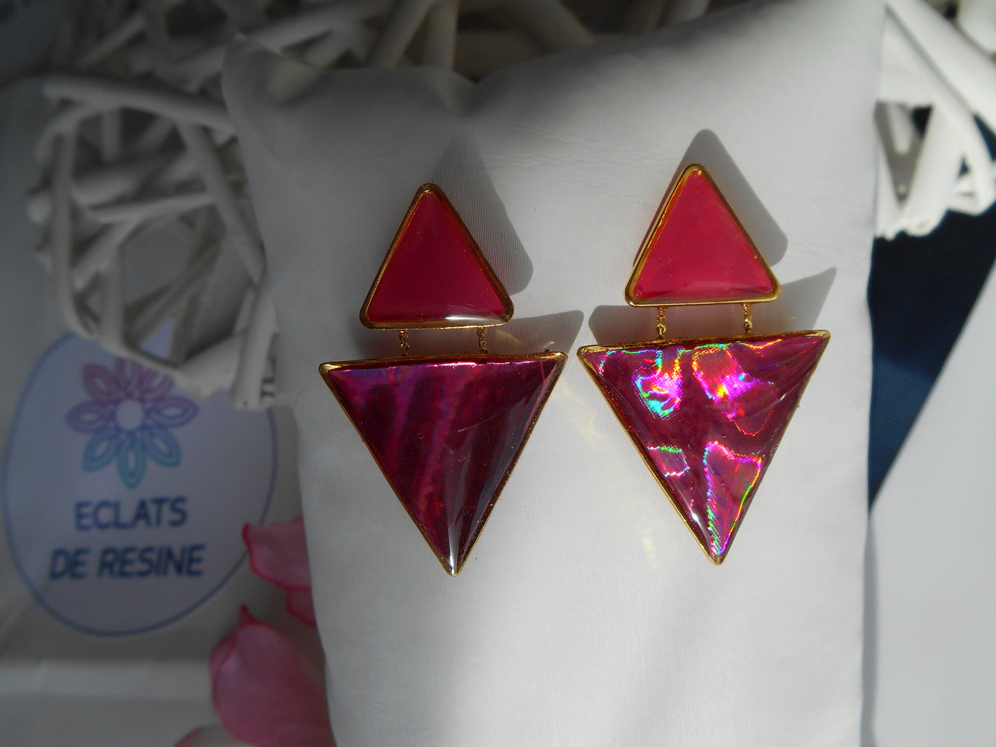 Boucles d'oreilles "Jeu de triangles & foil"