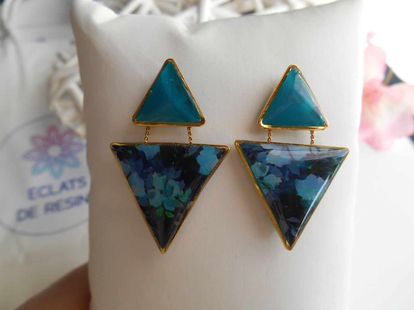 Boucles d'oreilles "Jeu de triangles & foil"