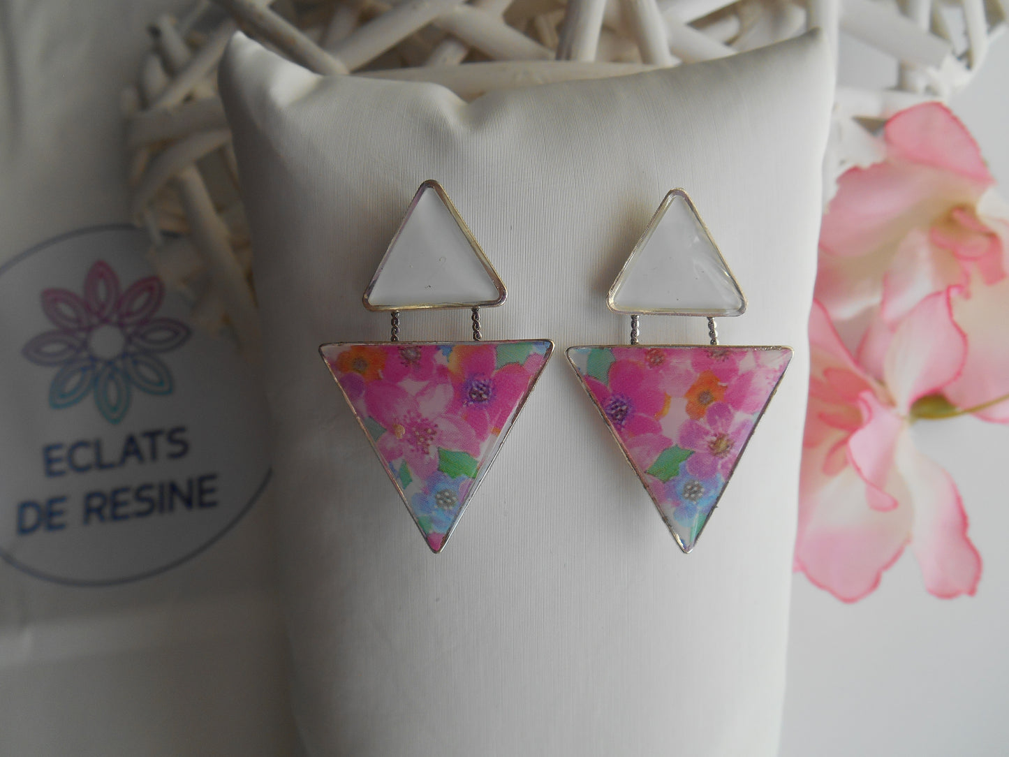 Boucles d'oreilles "Jeu de triangles & foil"